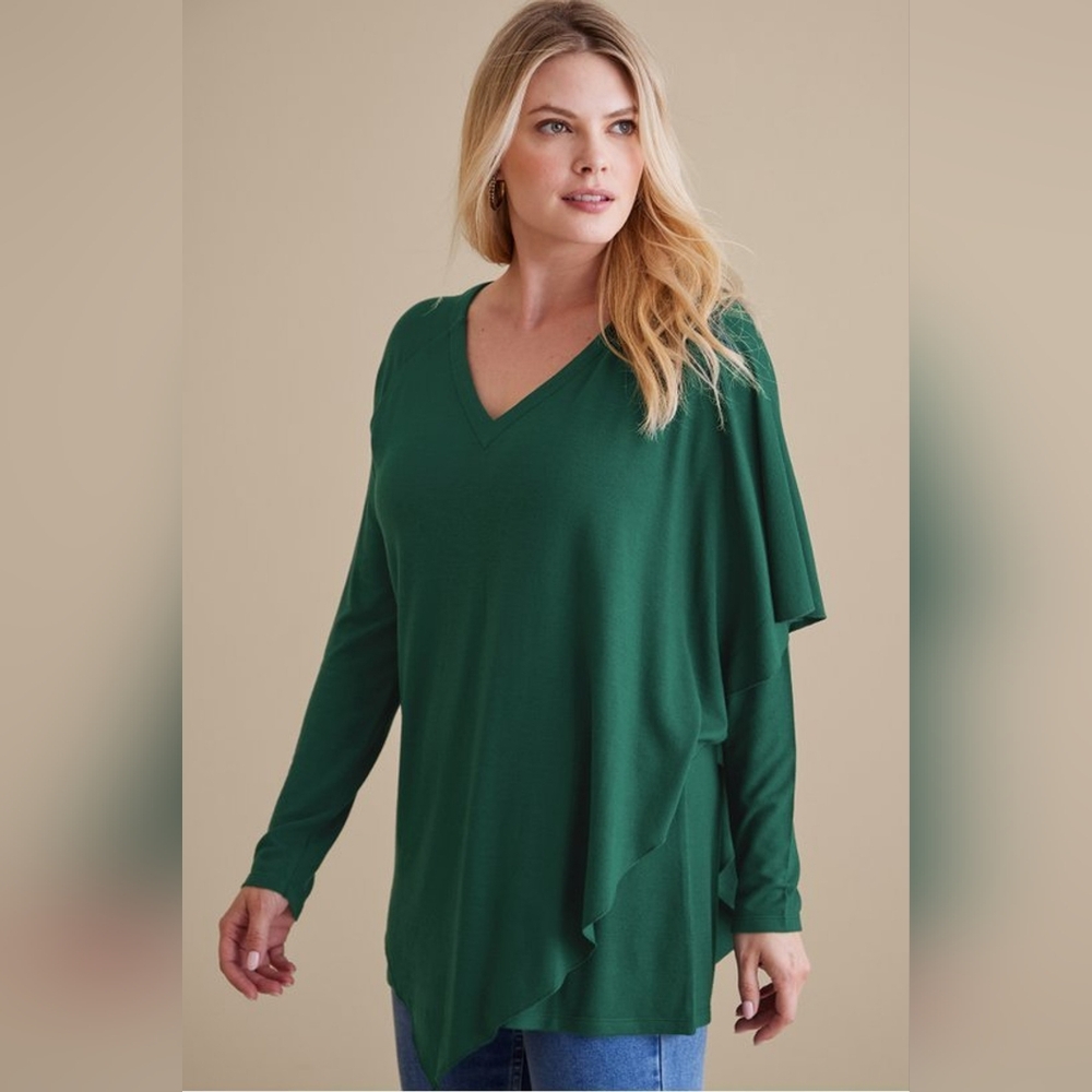 SOFT SURROUNDINGS Madeline Tunic Sweater Jewel Green Size Large NWT
